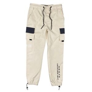 ROCK SALT Mens Cream Cargo Jogger Pants Size‎ S Utility Drawstring Waist